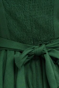 Green Short Playsuit Puff Sleeve Linen Blend -You And All Fashion Store cep25486 35ab green 6
