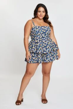 Ditsy Print Tie Playsuit Square Neck -You And All Fashion Store cep31331b 36ab ditsy print 3 1