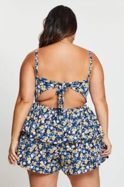 Ditsy Print Tie Playsuit Square Neck -You And All Fashion Store cep31331b 36ab ditsy print 5 1