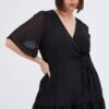 Black Frill Playsuit Short Sleeve Stripe