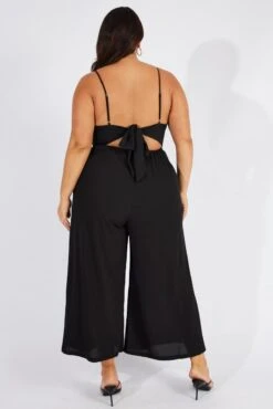 Black Shoestring Strap Wide Leg Jumpsuit 10 Black Shoestring Strap Wide Leg Jumpsuit -You And All Fashion Store cep32326 59ab black 5