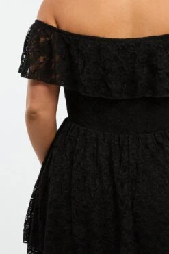 Black Playsuit Short Sleeve Off Shoulder Lace -You And All Fashion Store cep3727 47rb black 5