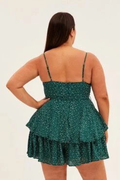 Green Polka Dot Ruffle Playsuit Sleeveless -You And All Fashion Store cep4065ac 81r polka dot 5