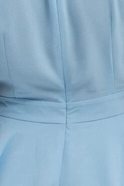 Blue Frill Playsuit Sleeveless V-neck Poly Crepe -You And All Fashion Store cep8585 33a blue 6