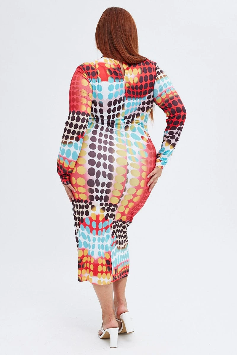 Multi Polka Dot Bodycon Dress 6 Multi Polka Dot Bodycon Dress - Image 6