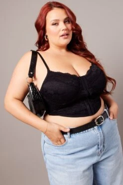 Black Lace Bralette Sleeveless Sweetheart Neckline -You And All Fashion Store cjc0086a 47j black 3