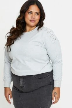 Grey Fleece Sweatshirt Crew Neck Long Sleeve -You And All Fashion Store cjc0431 84 grey marle 3 6