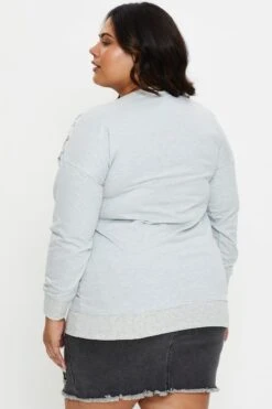 Grey Fleece Sweatshirt Crew Neck Long Sleeve -You And All Fashion Store cjc0431 84 grey marle 5 6