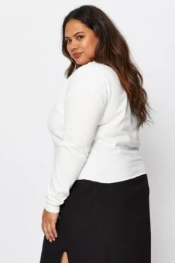 White Sweatshirt Kindness Long Sleeve Fleece Crop -You And All Fashion Store cjc0752 84y cream 4