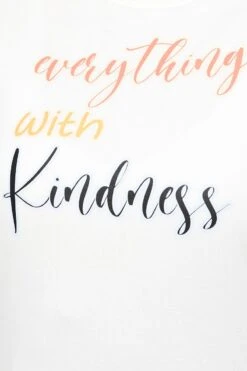 White Sweatshirt Kindness Long Sleeve Fleece Crop -You And All Fashion Store cjc0752 84y cream 6