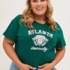 Green Graphic T-shirt Atlanta Crop Cotton