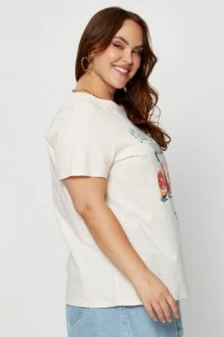 Beige Graphic T-shirt Crew Neck Short Sleeve -You And All Fashion Store cjc1057e 84zb stone 4