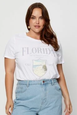 White Graphic T-shirt Crew Neck Short Sleeve