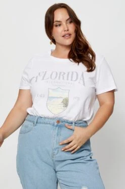 White Graphic T-shirt Crew Neck Short Sleeve -You And All Fashion Store cjc1062 84zb white 3