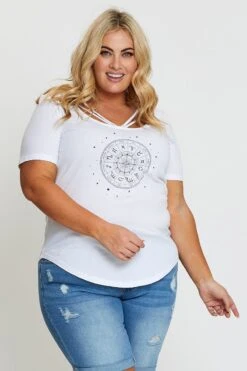 White Cut-out T-Shirt Crew Neck Short Sleeve -You And All Fashion Store cjc1063a 84sb white 3