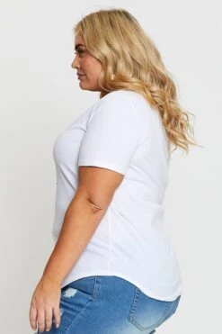 White Cut-out T-Shirt Crew Neck Short Sleeve -You And All Fashion Store cjc1063a 84sb white 4