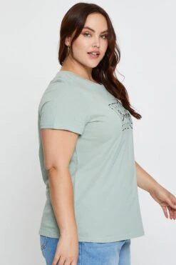 Green Graphic T-shirt Crew Neck Short Sleeve Cotton -You And All Fashion Store cjc1132a 84sb sage 4