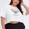 White Graphic T-shirt Free Soul Eagle Print