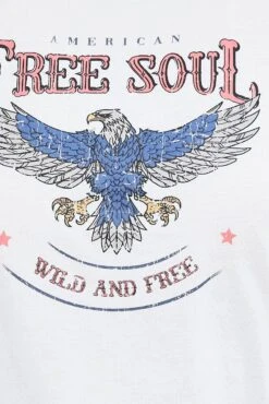 White Graphic T-shirt Free Soul Eagle Print -You And All Fashion Store cjc1134a 84ab white 6