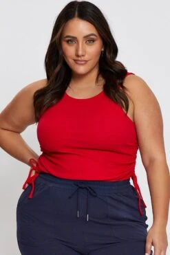 Red Tank Top Round Neck Sleeveless Jersey Drawstring -You And All Fashion Store cjc1152 84ab watermelon 1 1 1