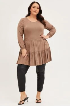 Black Tiered Top Round Neck Three-quarter Sleeve -You And All Fashion Store cjc11861 52a mocha 2