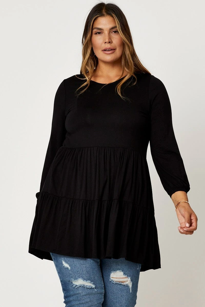 Green Tiered Top Round Neck Three-quarter Sleeve 2 Green Tiered Top Round Neck Three-quarter Sleeve - Image 2