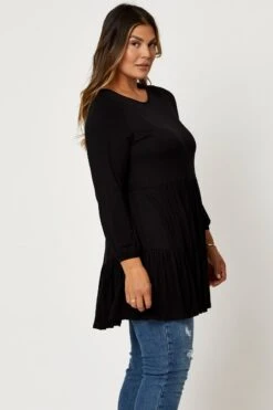 Green Tiered Top Round Neck Three-quarter Sleeve 11 Green Tiered Top Round Neck Three-quarter Sleeve -You And All Fashion Store cjc11861 80 black 3 1