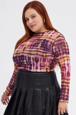 Pink Abstract Mesh Top Abstract Diagonal Hem -You And All Fashion Store cjc12571p 84ab abstract 4