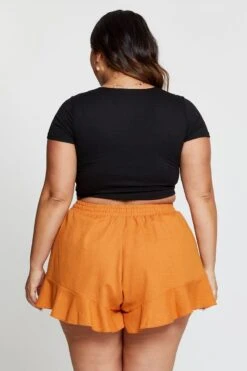 Black Crop T-shirt Twist Front Short Sleeve -You And All Fashion Store cjc1270a 35ab black 5 1