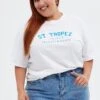 White Graphic T-shirt Embroidered St Tropez