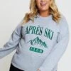 Grey Embroidered Sweatshirt Long Sleeve Apres Ski