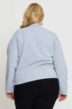 Grey Embroidered Sweatshirt Long Sleeve Apres Ski -You And All Fashion Store cjc1351 84zb grey marle 5