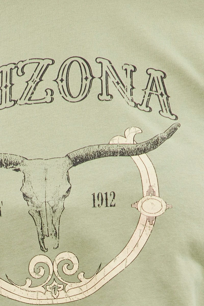 Green Graphic T-shirt Short Sleeve Arizona Western 6 Green Graphic T-shirt Short Sleeve Arizona Western - Image 6