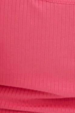 Pink Crop Top Sleeveless Rib Jersey Drawstring -You And All Fashion Store cjc1521n 42ab candy pink 6