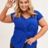 Blue Twist Top Short Sleeve