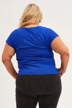 Blue Twist Top Short Sleeve -You And All Fashion Store cjc1603 48j azure 5