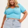 Blue Crop Top Short Sleeve