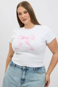 White Baby Tee Short Sleeve Crew Neck