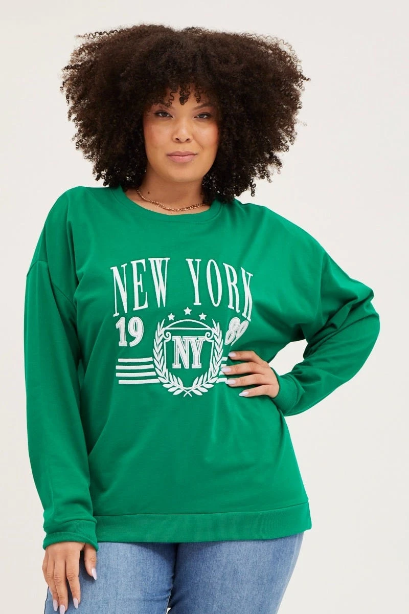 Green Fleece Sweatshirt Nyc Embroidered Long Sleeve 1 Green Fleece Sweatshirt Nyc Embroidered Long Sleeve