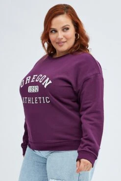 Purple Cropped Sweater Portland Embroidery -You And All Fashion Store cjc1705aa 84a plum 4