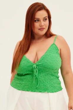 Green Singlet Top V-neck -You And All Fashion Store cjc1722 81jb green 3