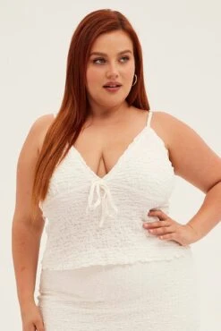 White Singlet Top V-neck -You And All Fashion Store cjc1722 81jb off white 3