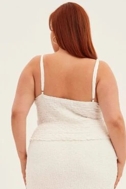 White Singlet Top V-neck -You And All Fashion Store cjc1722 81jb off white 5