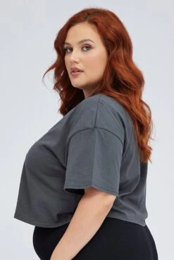 Black Graphic Crop T-shirt -You And All Fashion Store cjc1736 84j wash black 4