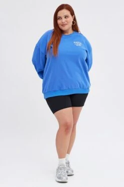 Blue Oversized Sweater Embroidered -You And All Fashion Store cjc1746c 84j blue 5