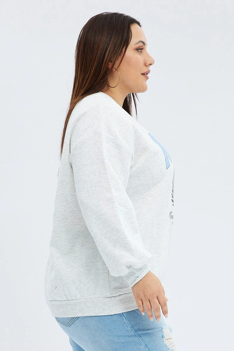 Grey Graphic Sweatshirt Long Sleeve 4 Grey Graphic Sweatshirt Long Sleeve - Image 4