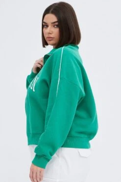 Green Zip Up Sweatshirt -You And All Fashion Store cjc1766 84jb green 4
