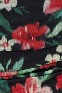 Black Floral Singlet Mesh Top Side Ruched -You And All Fashion Store cjc1852ax 84j floral 6