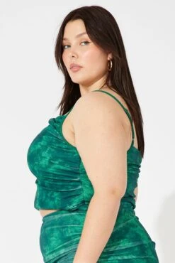 Green Abstract Singlet Mesh Top Side Ruched 8 Green Abstract Singlet Mesh Top Side Ruched -You And All Fashion Store cjc1852bx 84j abstract 3