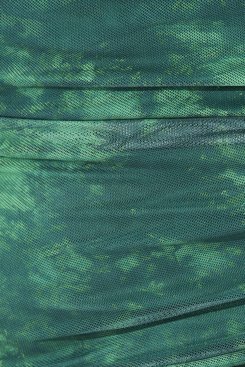 Green Abstract Singlet Mesh Top Side Ruched 5 Green Abstract Singlet Mesh Top Side Ruched - Image 5